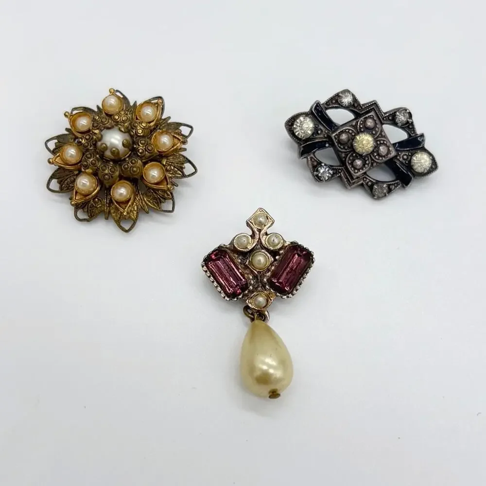 Vintage Filigree Brooch Lot Art Deco Silver Tone Maybe Antique Victorian Jewelry